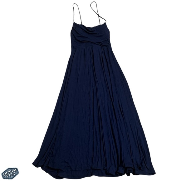 HALARA navy blue sleeveless lace up back midi dress with slit - Picture 6 of 10